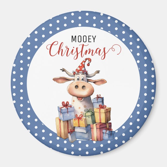 Christmas Cow Pun  Magnet (Front)