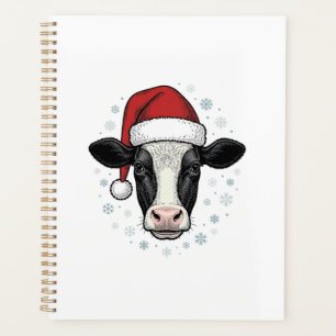 Christmas Cow Santa Hat Vintage Farm Holiday Shirt Planner