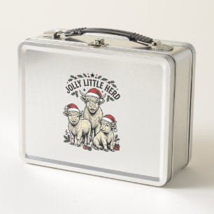 Christmas Cow Shirt Vintage Holiday Herd Art Metal Lunch Box