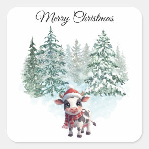 Christmas Cow Sticker