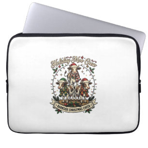 Christmas Cow Trio Vintage Barn Holiday Shirt Desi Laptop Sleeve