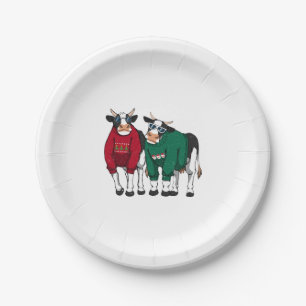 Christmas Cow Vintage Cows Ugly Christmas Sweater Paper Plate