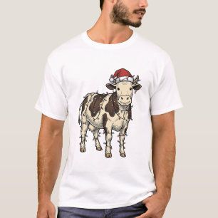 Christmas Cow Vintage Engraving Holiday Farm Shirt