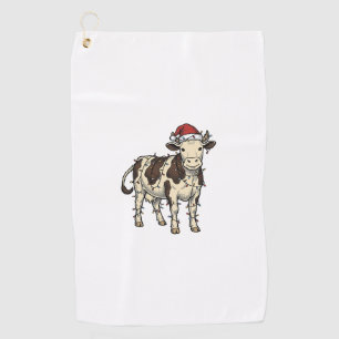 Christmas Cow Vintage Engraving Holiday Farm Shirt Golf Towel