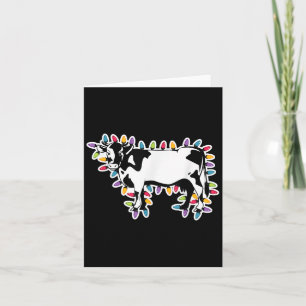 Christmas Cow Wrapped In Coloured String Lights Card