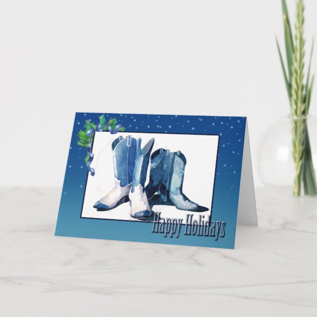 Christmas Cowboy Boots Card (Front)