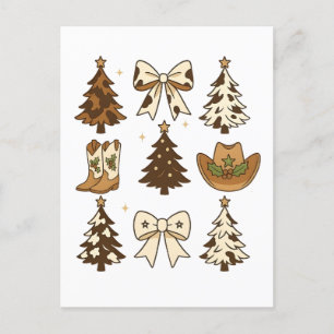 Christmas Cowboy Boots Western Santa Xmas Announcement Postcard