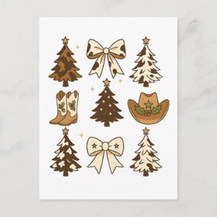 Christmas Cowboy Boots Western Santa Xmas Holiday Postcard