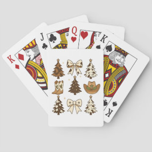 Christmas Cowboy Boots Western Santa Xmas Playing Cards
