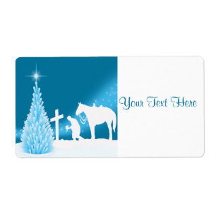 Christmas Cowboy Praying Name Tag Template