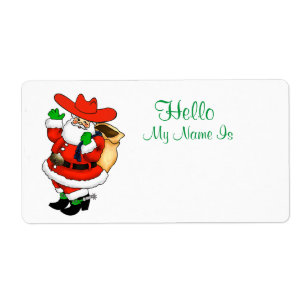 Christmas Cowboy Santa Name Tag Template