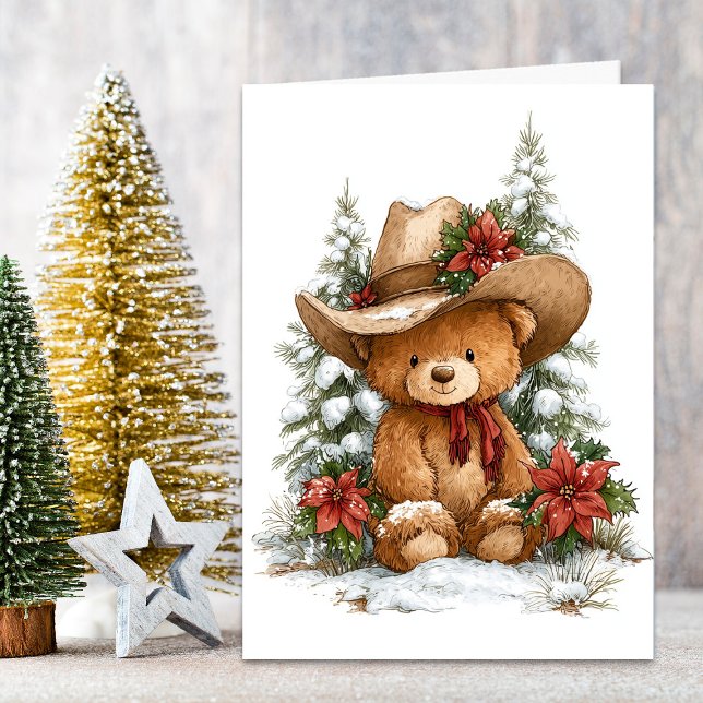 Christmas Cowboy Teddy Bear Holiday Card (Creator Uploaded)