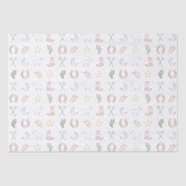 Christmas Cowboy Western Country Christmas Tissue Paper (Front)