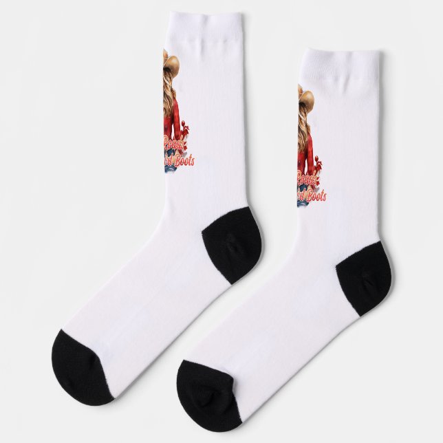Christmas cowgirl Country roads cowgirl boots Socks (Left)