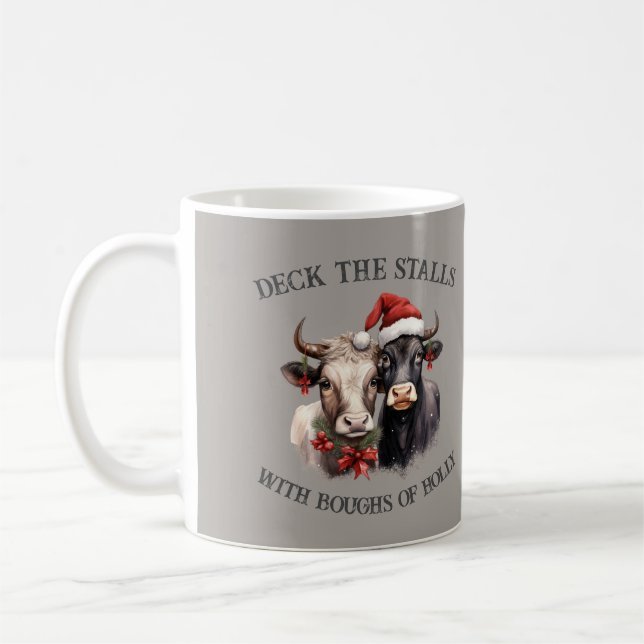 Christmas Cows Farmhouse Country Rustic  Coffee Mug (Left)
