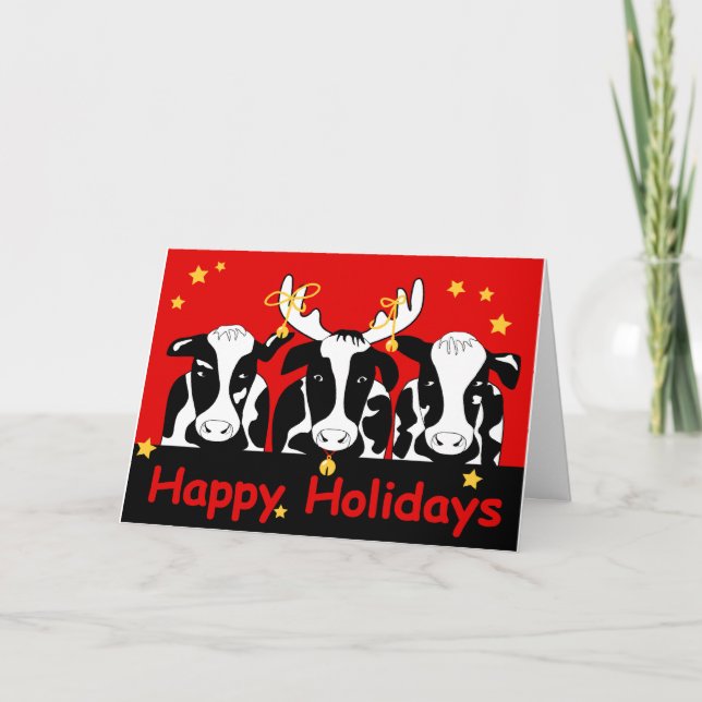 Christmas Cows Greeting Card (Front)