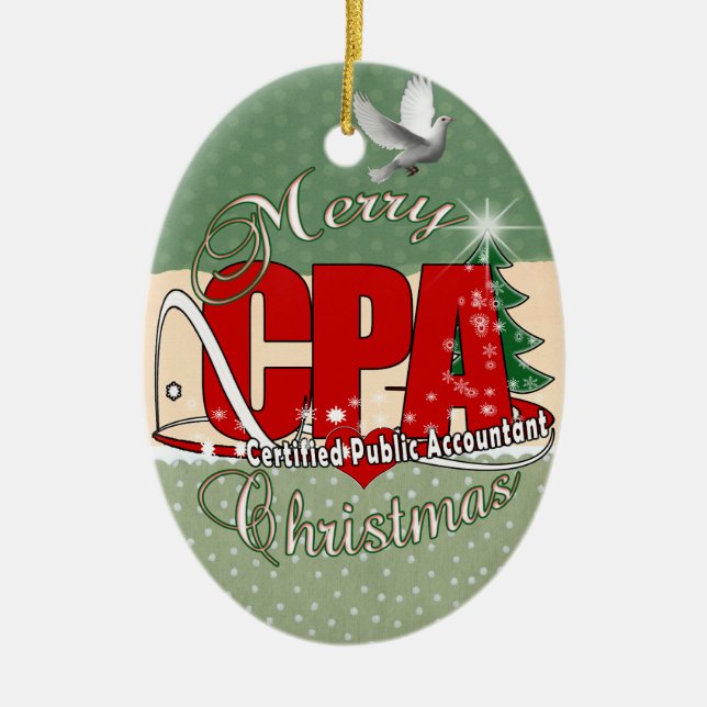 CHRISTMAS CPA Certified Public Accountant Ceramic Tree Decoration (Front)