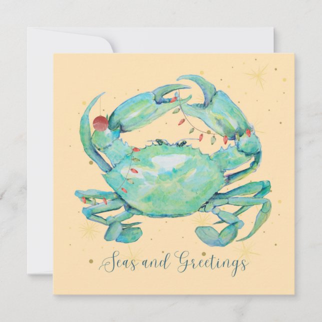 Christmas Crab Beach Holiday Card (Front)