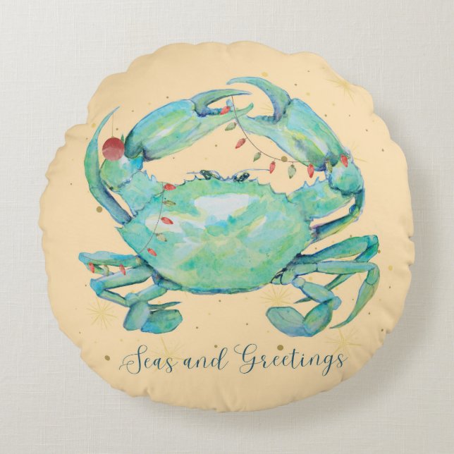 Christmas Crab Beach Round Cushion (Front)