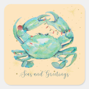 Christmas Crab Beach Square Sticker