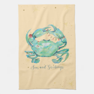 Christmas Crab Beach Tea Towel