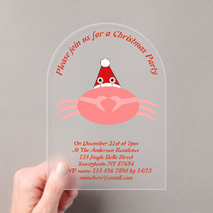 Christmas Crab Custom Acrylic Invitations