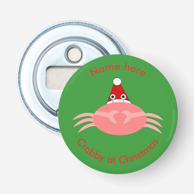 Christmas Crab Custom Bottle Opener (Front)