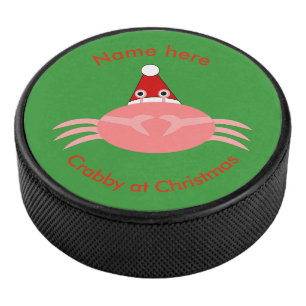 Christmas Crab Custom Hockey Puck