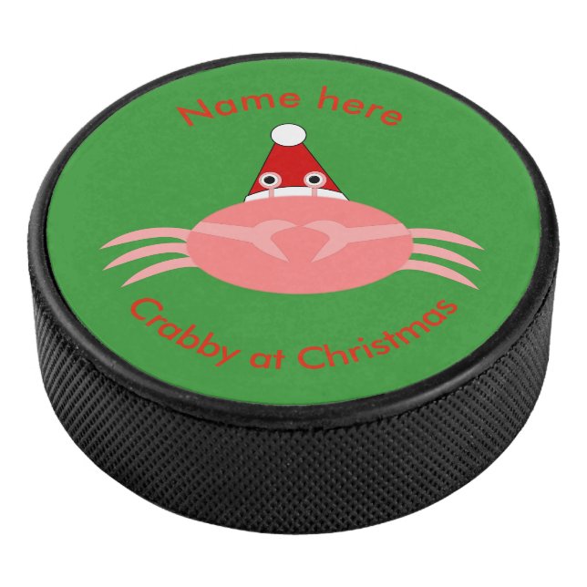 Christmas Crab Custom Hockey Puck (3/4)
