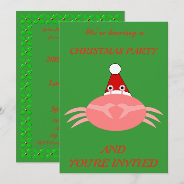 Christmas Crab Custom Invites (Front/Back)