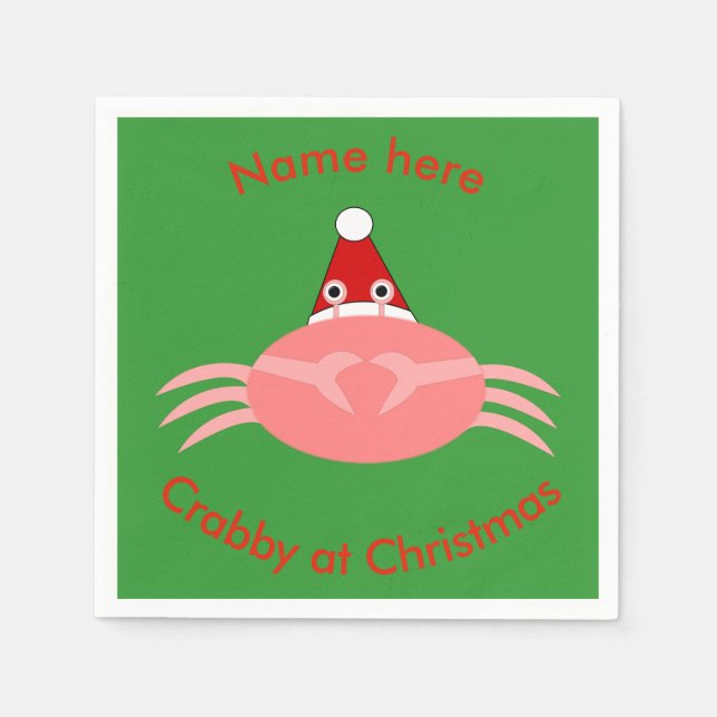 Christmas Crab Custom Paper Napkins (Front)