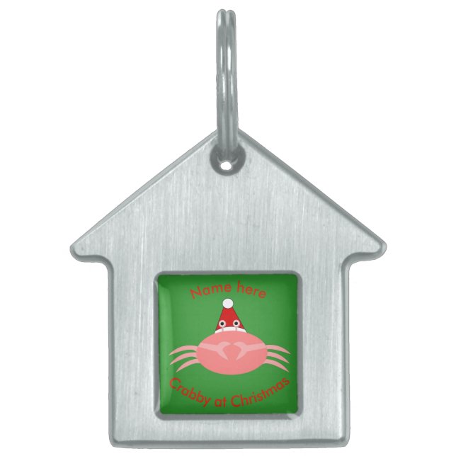 Christmas Crab Custom Pet Tag (Front)