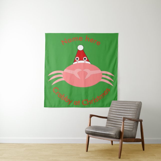 Christmas Crab Custom Tapestry (In Situ)