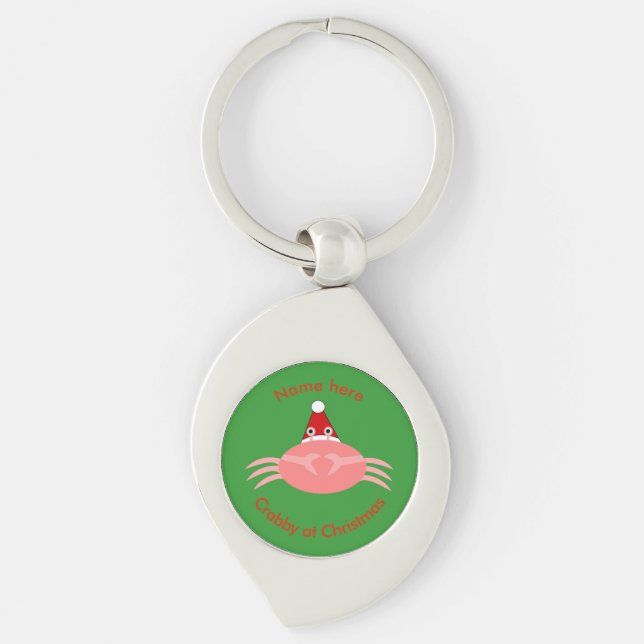 Christmas Crab CustomKeychain Key Ring (Front)