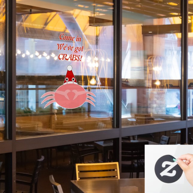 Christmas Crab Funny Custom Restaurant (Restaurant Window)