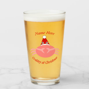 Christmas Crab Personalised Glass