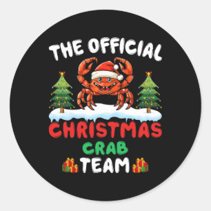 Christmas Crab Team - Crab Wearing Santa Hat Xmas  Classic Round Sticker
