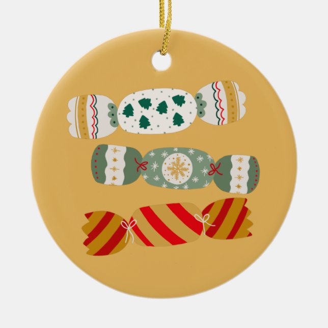 Christmas Crackers Ceramic Tree Decoration (Front)