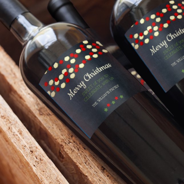 Christmas Cranberry and Popcorn Rustic Chalkboard  Wine Label (Creator Uploaded)