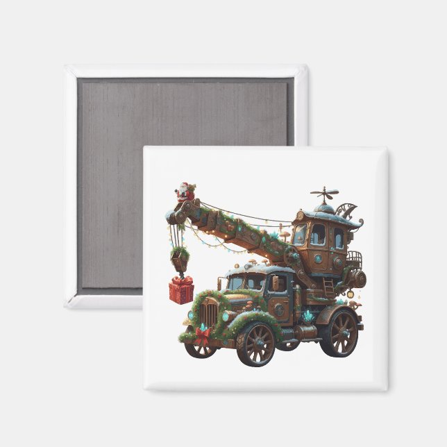 Christmas Crane Truck Magnet (Front/Back)