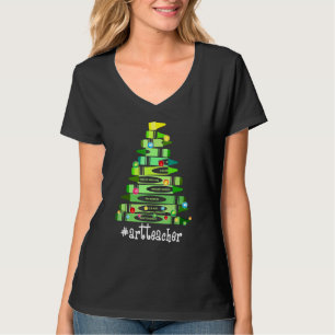 Christmas Crayon Art Teacher Tree Best  Christmas T-Shirt
