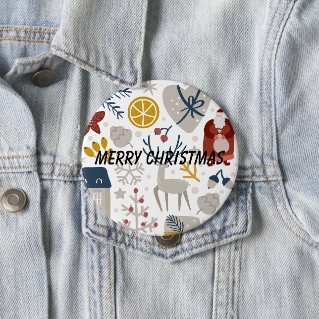 Christmas Crayon Decorations Santa Tree 10 Cm Round Badge (In Situ)