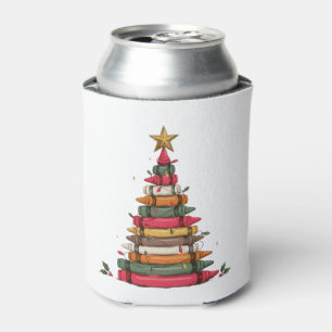 Christmas Crayon Tree Star Lights Teacher Teaching Can Cooler