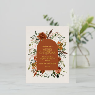 Christmas cream botanical elegant stag floral foil foil holiday postcard