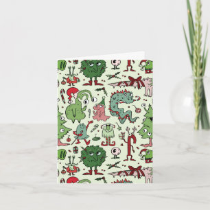 Christmas Creatures and Candy Canes Greeting Card