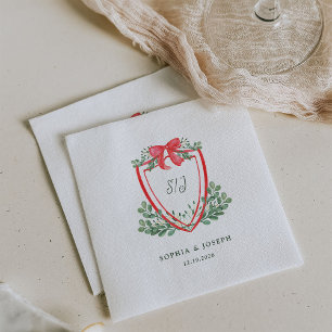 Christmas Crest   Whimsical Holiday Wedding Napkin
