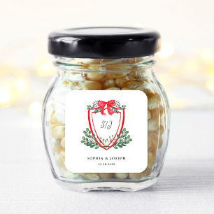 Christmas Crest   Whimsical Holiday Wedding Square Sticker