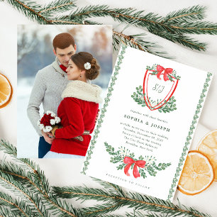 Christmas Crest   Whimsical Photo Wedding Invitation