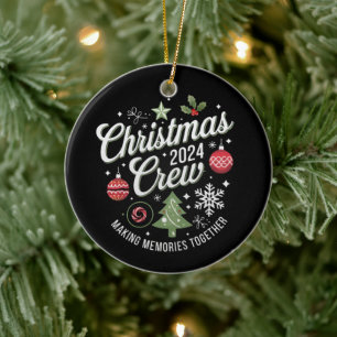 Christmas Crew 2024Family Matching Christmas Party Ceramic Tree Decoration