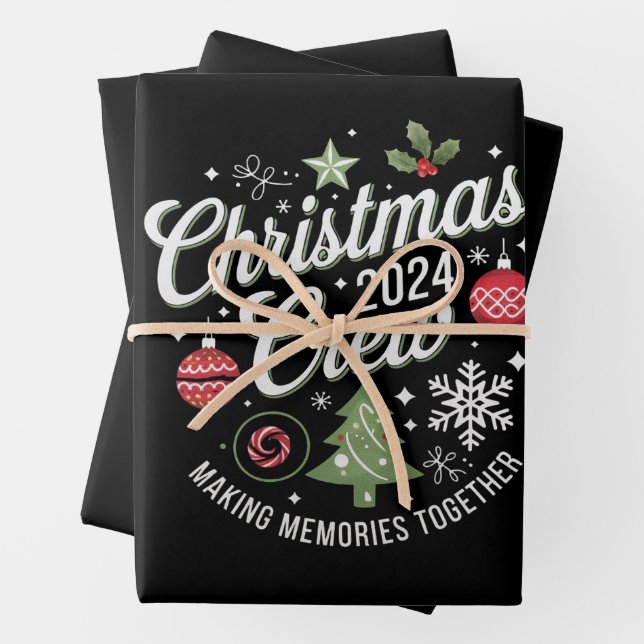 Christmas Crew 2024Family Matching Christmas Party Wrapping Paper Sheet (In situ)